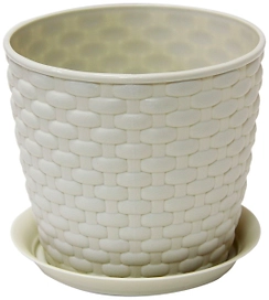 Кашпо IDEA РОТАНГ d15,5 см 2 л полипропиленовое белое с поддоном
