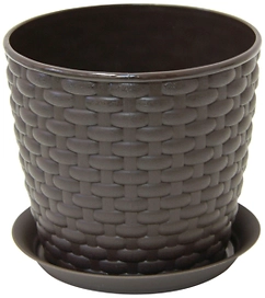 Кашпо IDEA РОТАНГ d15,5 см 2 л полипропиленовое коричневое с поддоном