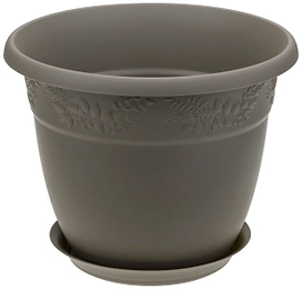 Кашпо IDEA РЯБИНА d28 см 7,5 л полипропиленовое серое с поддоном