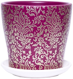 Горшок Винтаж d17 см керамический вышневый с поддоном