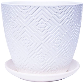 Горшок Квартет d18 см бетонный белый с поддоном