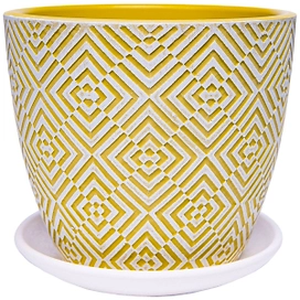 Горшок Квартет d18 см бетонный желтый с поддоном