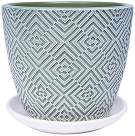 Горшок Квартет d15 см бетонный оливковый с поддоном