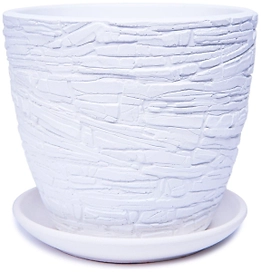 Горшок Скала d15 см бетонный белый с поддоном