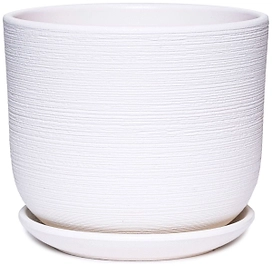 Горшок Крафт d19 см керамический белый с поддоном