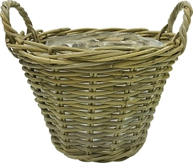 Корзина d30 см h23 см из ротанга с ручками серая