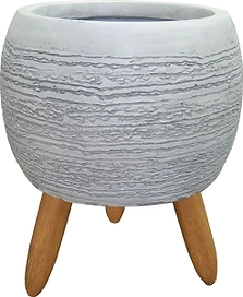 Горшок керамика с ножками серый D28 H40,5 см