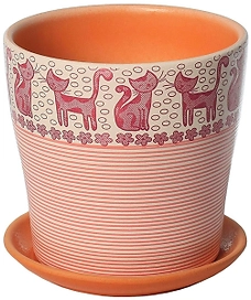 Горшок Коты d17 см керамический розовый с поддоном