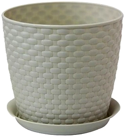 Кашпо IDEA Ротанг d18 cм 3 л искусственный ротанг белое с поддоном