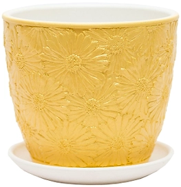 Горшок Гербера d17 см бетонный желтый с поддоном