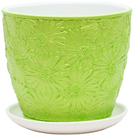 Горшок Гербера d14 см бетонный зеленый с поддоном