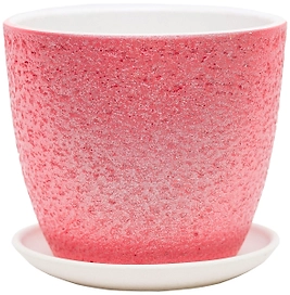 Горшок Унжа d14 см бетонный розовый с поддоном