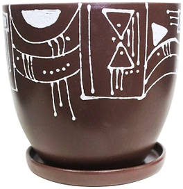 Горшок GARDEN SHOW Орнела d20,5 см 4,7 л керамический коричневый с поддоном