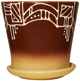 Горшок GARDEN SHOW Орнела d16,5 см 1,8 л керамический коричневый с поддоном
