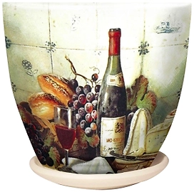 Горшок GARDEN SHOW Романтик d13,5 см керамический многоцветный с поддоном