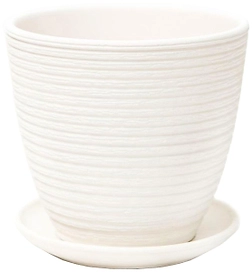 Горшок Крокус 1 керамический белый с поддоном d12 см