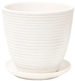 Горшок Крокус 3 керамический белый с поддоном d18 см