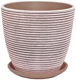 Горшок d15 см керамический розово-серый с поддоном