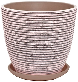 Горшок d18 см керамический розово-серый с поддоном