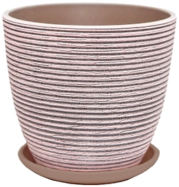 Горшок d21 см керамический розово-серый с поддоном