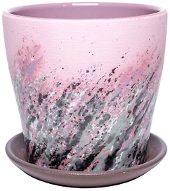 Горшок Живопись d11 см керамический розовый c поддоном