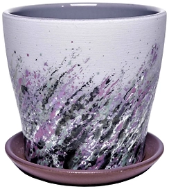 Горшок Живопись d14 см керамический серый c поддоном