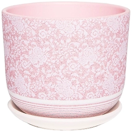 Горшок Гобелен d15 см керамический розовый с поддоном