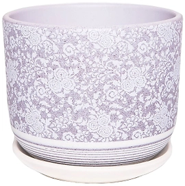 Горшок Гобелен d15 см керамический серый с поддоном