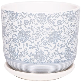 Горшок Гобелен d15 см керамический белый с поддоном