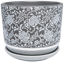 Горшок Гобелен d12 см керамический черный с поддоном