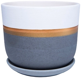 Горшок Маршмеллоу d12 см керамический белый с поддоном