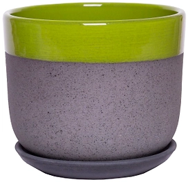 Горшок Контраст d15 см керамический зеленый с поддоном