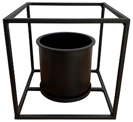 Кашпо W1 16,5х16,5 см пластиковое черное в металлическом каркасе