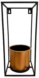 Кашпо W1 13,6х30 см пластиковое золотое в металлическом каркасе