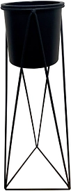 Кашпо пластиковое черное на металлической подставке H45 см