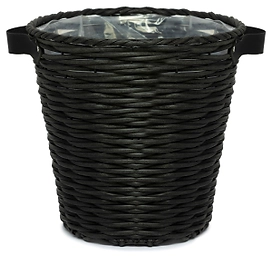 Кашпо плетеное с ручками черное d28 полипропиленовое черное