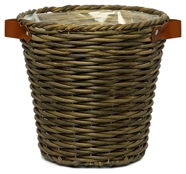 Кашпо плетеное с ручками d28 полипропилен коричневое