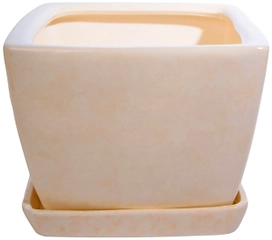 Горшок Парус №1 15х15х15 см керамический бежевый с подставкой