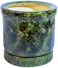 Горшок Цилиндр d12,5 см керамический зеленый с подставкой