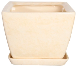 Горшок Парус №2 22х22х20 см керамический бежевый с подставкой