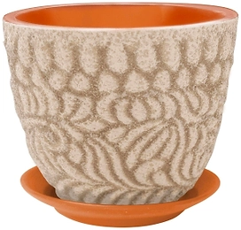 Кашпо Хохлома d14 см керамическое экрю с подставкой