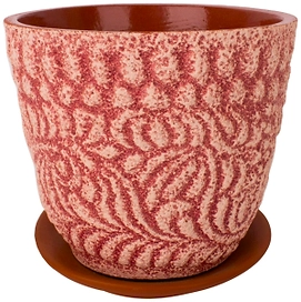 Кашпо Хохлома d17 см керамическое розовое с поддоном