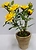 Искусственный цветок роза желтая 30 см в кашпо