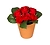 Искусственный цветок роза красная 12 см в горшке