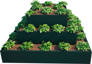 Грядка из оцинкованной стали БЛАГО квадратная каскад зеленая 110х110 см