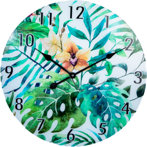 Часы настенные стеклянные тропики 57 см