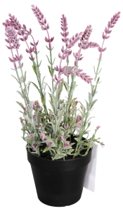 Искусственный цветок лаванда розовая 37 см в кашпо 