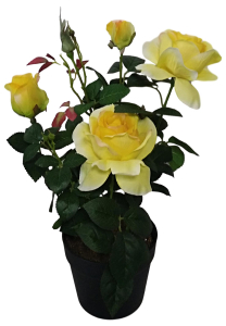 Искусственный цветок Роза желтая 51 см в кашпо