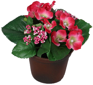 Искусственный цветок гортензия красная 15 см в горшке