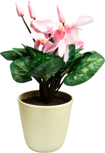 Искусственный цветок цикламен розовый 28 см в горшке